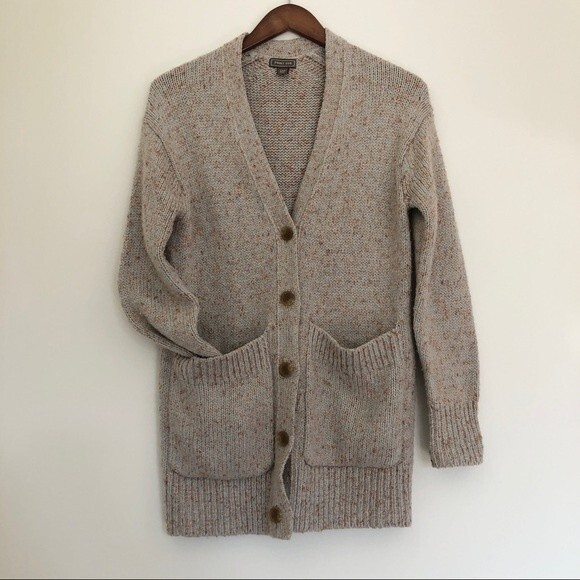 Point Sur Cardigan Womens Size XXS Beige Orange Oversized Knit Donegal Academia - Picture 2 of 11